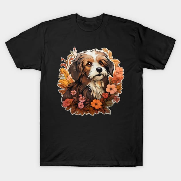 Havanese  Dog Vintage Floral T-Shirt by BunDauVN